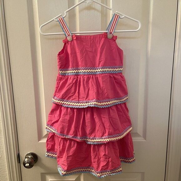 Gymboree Pink Poplin Tiered Dress Hello Cupcake Girls Size 7